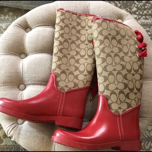 COACH Red logo rain boots